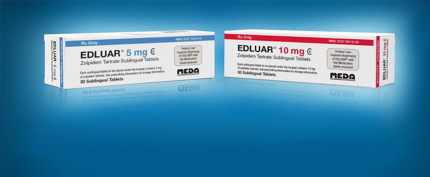 EDLUAR pack shot images for 2 different dosage strengths